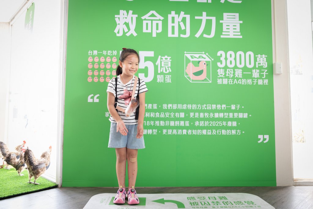 動物福利貨櫃展區，帶孩子從蛋雞飼養的環境出發，認識非籠飼雞蛋